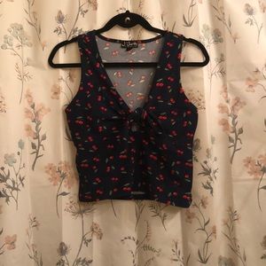 🍒 Y2K J for Justify Cherry Faux Wrap Top 🍒